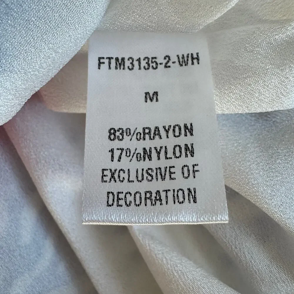 THML White Blue Coral Print Sleeveless Pleated Buttom Mini Dress Pink Trim NWT-M - Picture 9 of 10